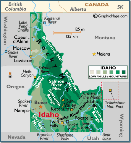 carte de l'Idaho